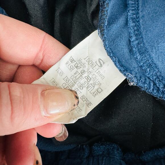 Women’s Blue Linen Harem Style Drawstring Pants Size S - Picture 6 of 7